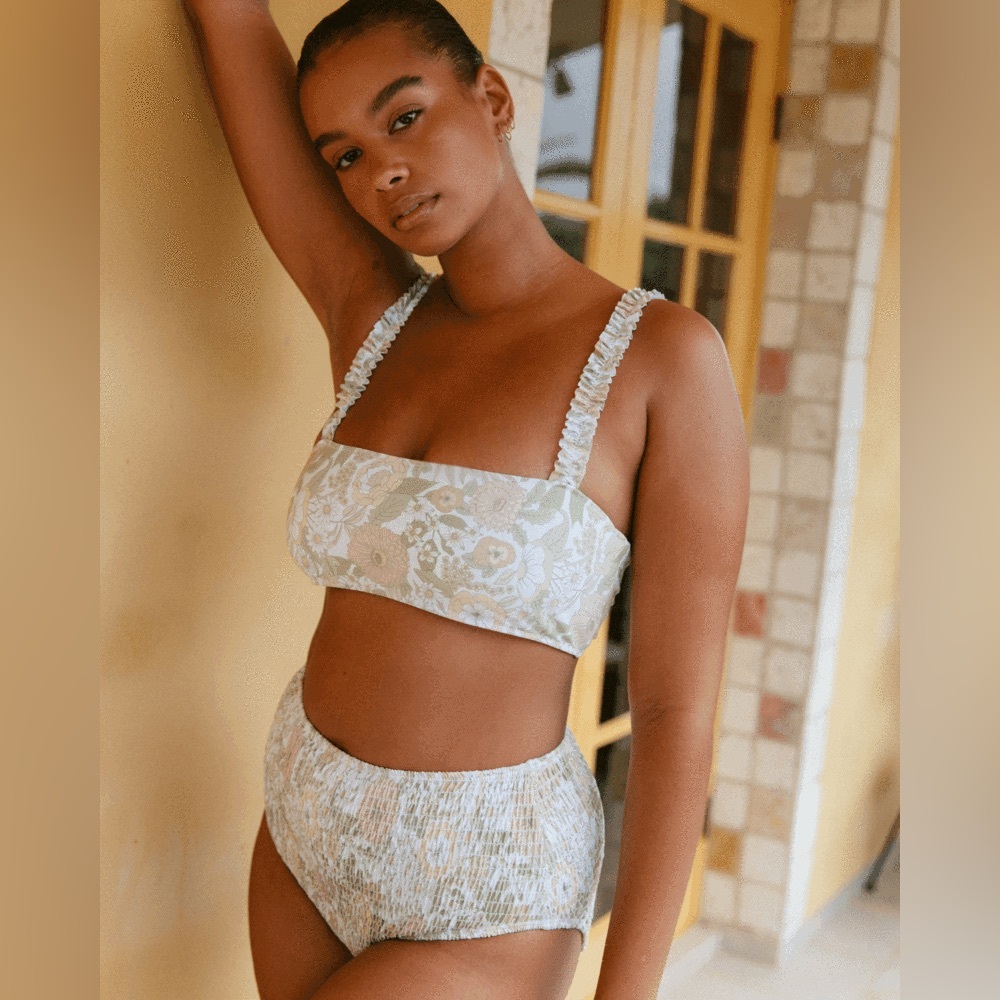 Charlie Holiday Floral Square-Neck Bikini Top & Scrunched High-Waisted Bottoms